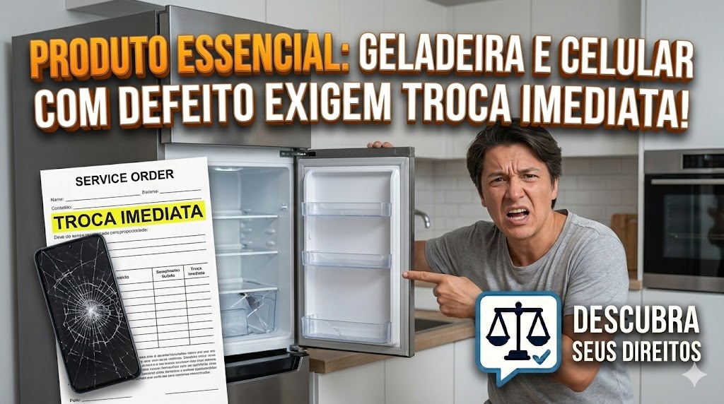 Produto Essencial: geladeira e celular com defeito exigem troca imediata (sem esperar 30 dias)?