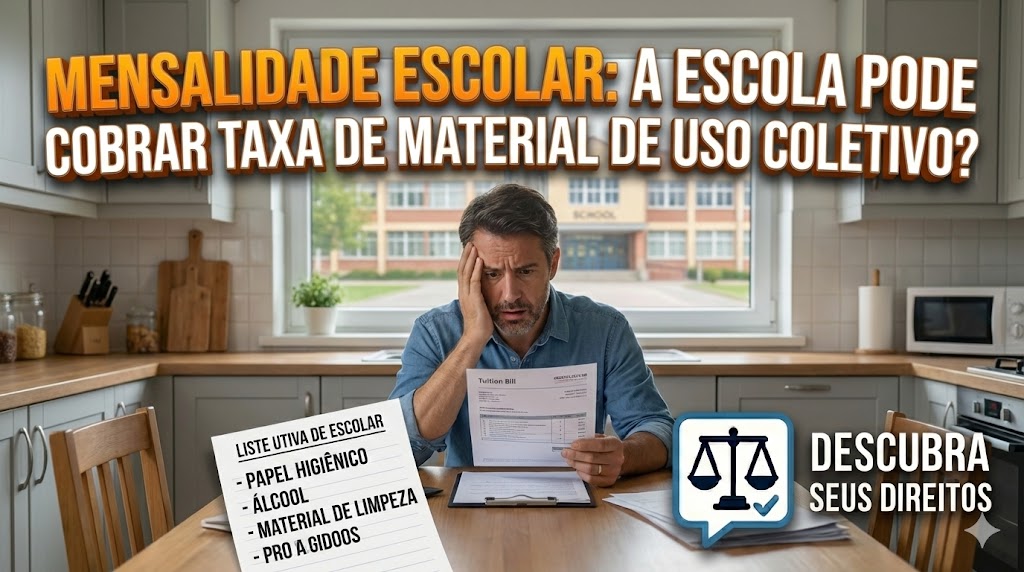 Mensalidade Escolar: a escola pode cobrar taxa de material de uso coletivo (papel higiênico, álcool e similares)?