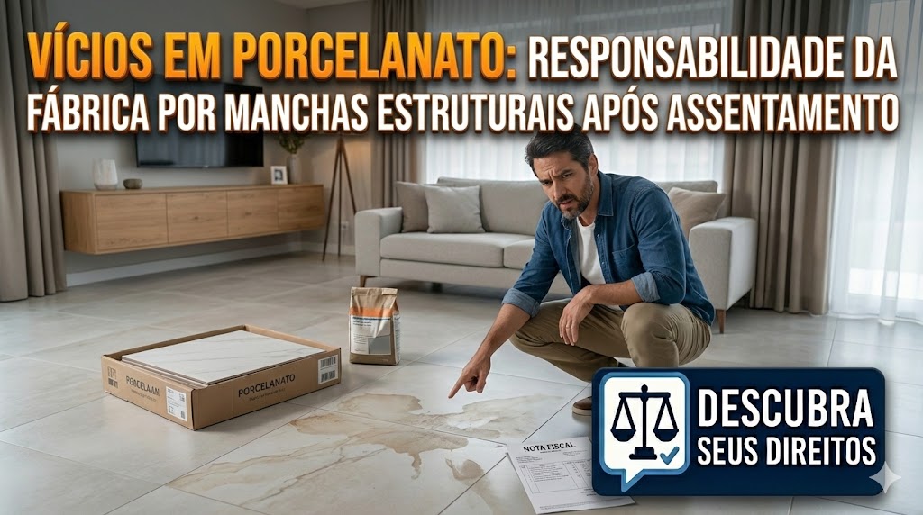 Vícios de Qualidade em Peças de Porcelanato: a responsabilidade da fábrica quando o piso mancha estruturalmente meses após o assentamento adequado