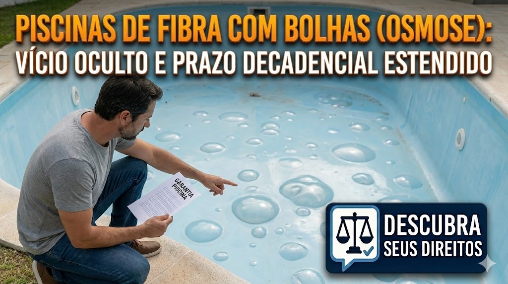 Piscinas de Fibra com Bolhas (Osmose): vício oculto estrutural e o prazo que o fabricante não pode reduzir