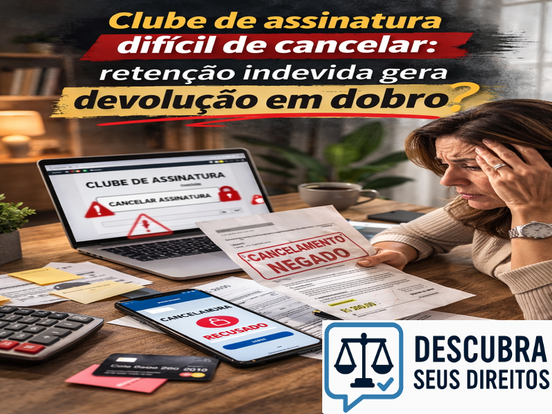 Clube de assinatura difícil de cancelar: retenção indevida gera devolução em dobro?