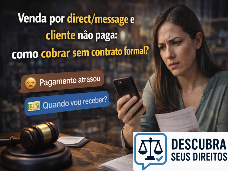 Venda por direct/message e cliente não paga: como cobrar sem contrato formal?