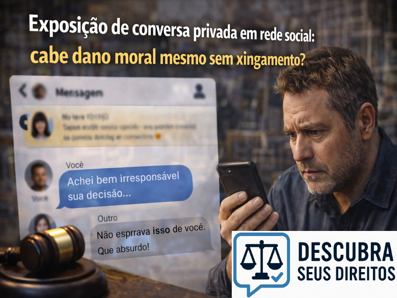 Exposição de conversa privada em rede social: cabe dano moral mesmo sem xingamento?