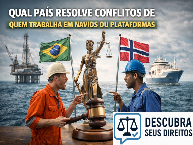 Qual país resolve conflitos de quem trabalha em navios ou plataformas