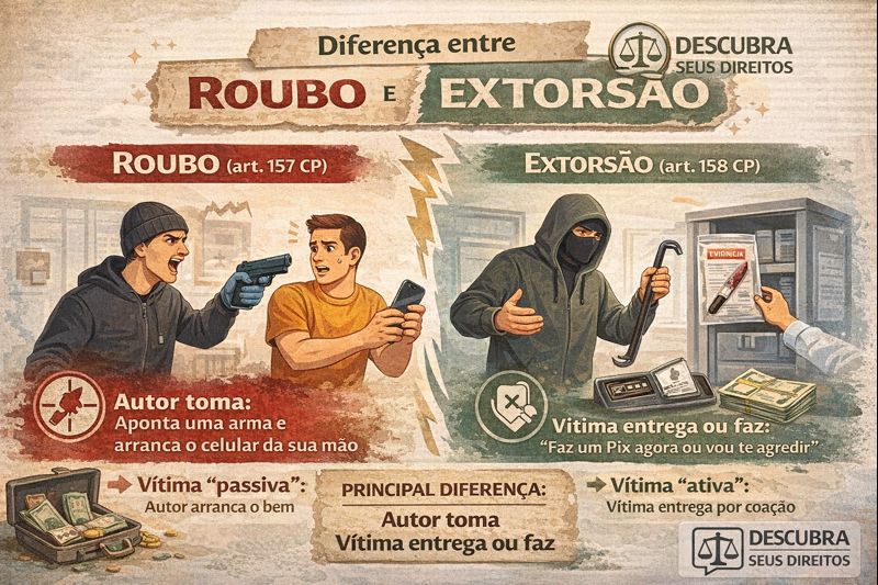 Diferença entre roubo e extorsão