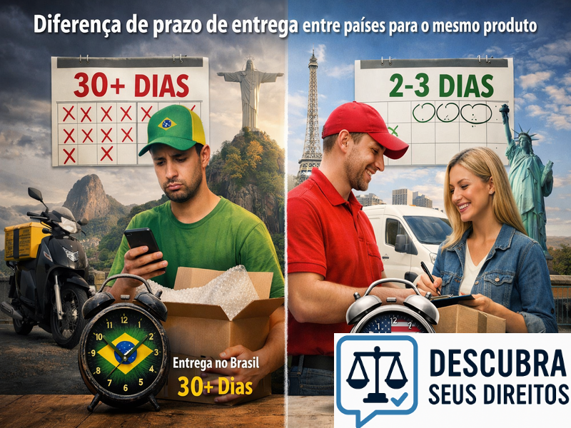 Diferença de prazo de entrega entre países para o mesmo produto