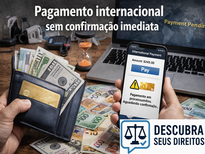 Pagamento internacional sem confirmação imediata