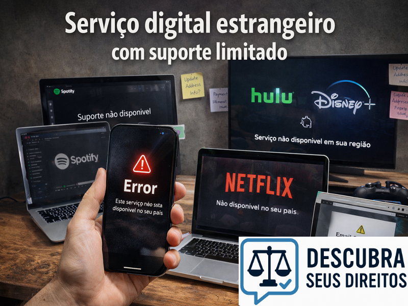 Serviço digital estrangeiro com suporte limitado
