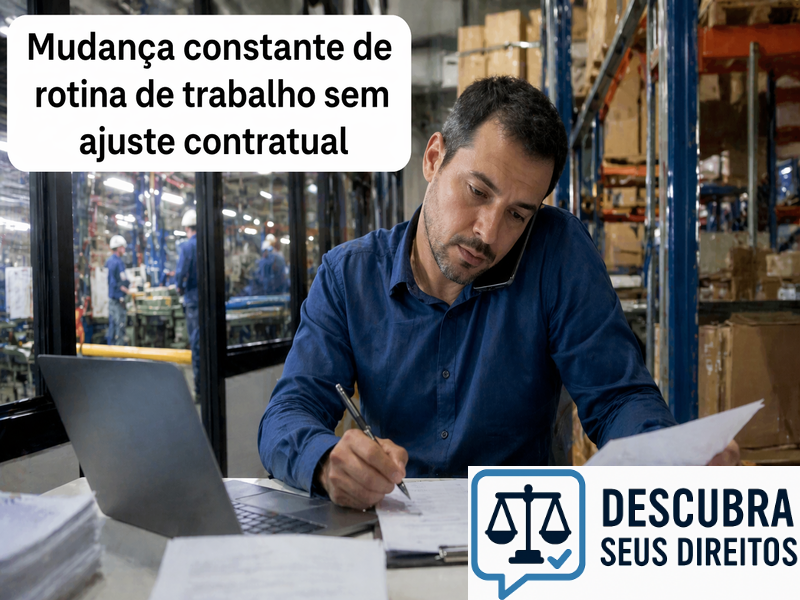 Mudança constante de rotina de trabalho sem ajuste contratual