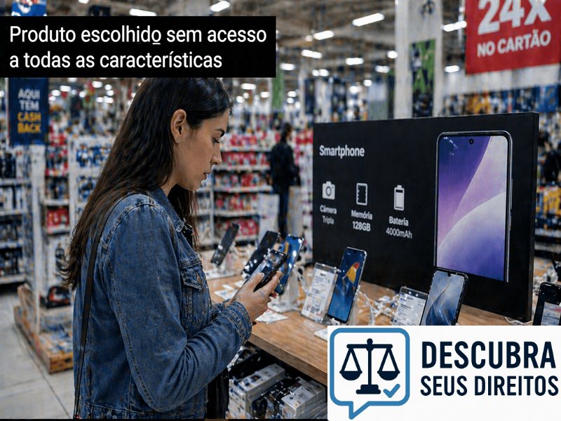 Produto escolhido sem acesso a todas as características