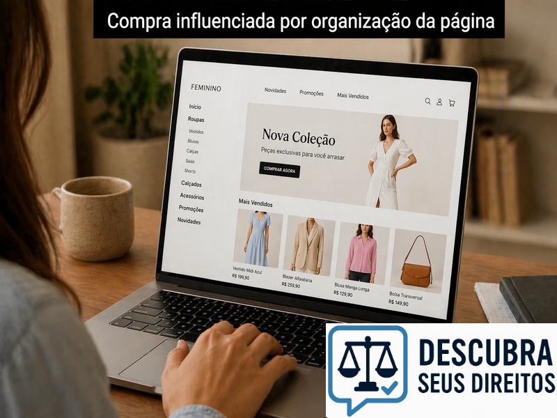 Compra influenciada por organização da página