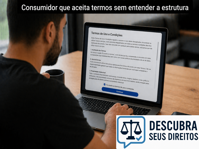 Consumidor que aceita termos sem entender a estrutura