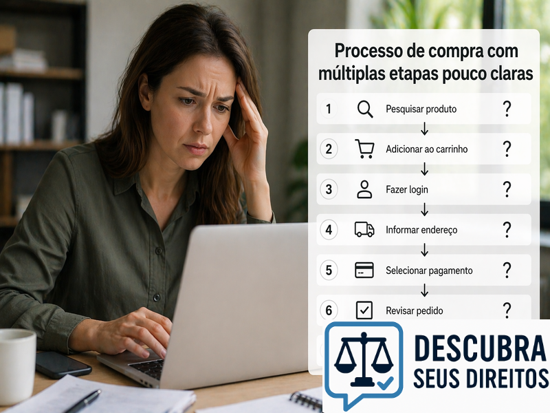Processo de compra com múltiplas etapas pouco claras