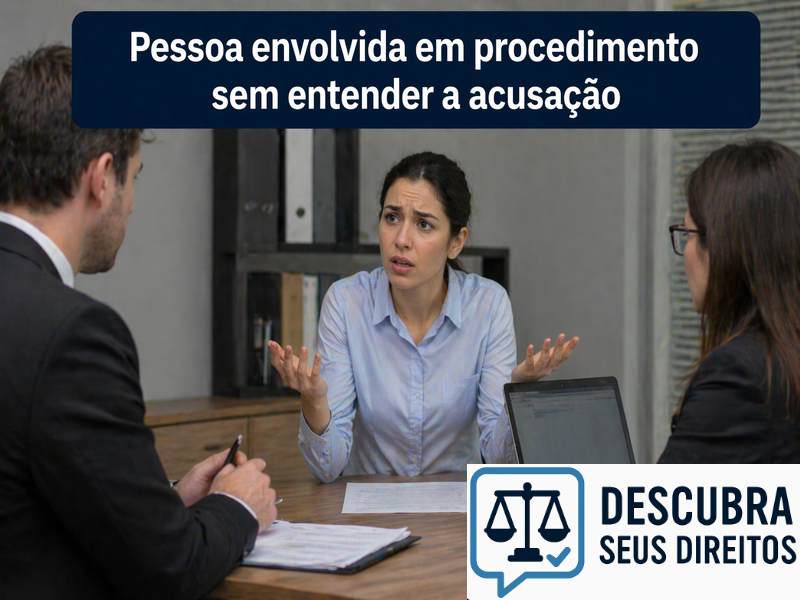 Pessoa envolvida em procedimento sem compreender a acusação