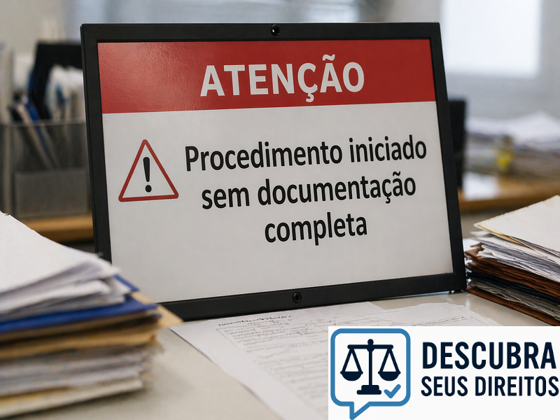 Procedimento iniciado sem documentação completa