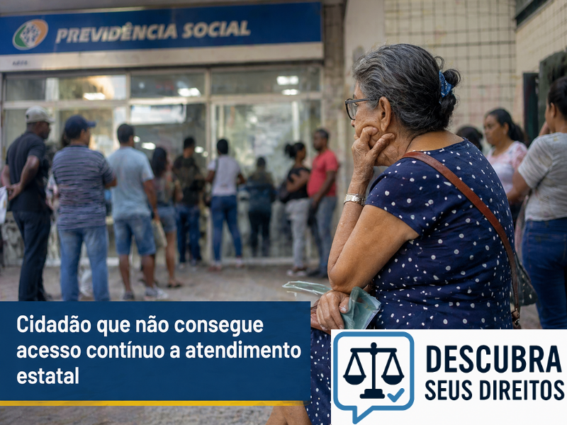 Cidadão que não consegue acesso contínuo a atendimento estatal
