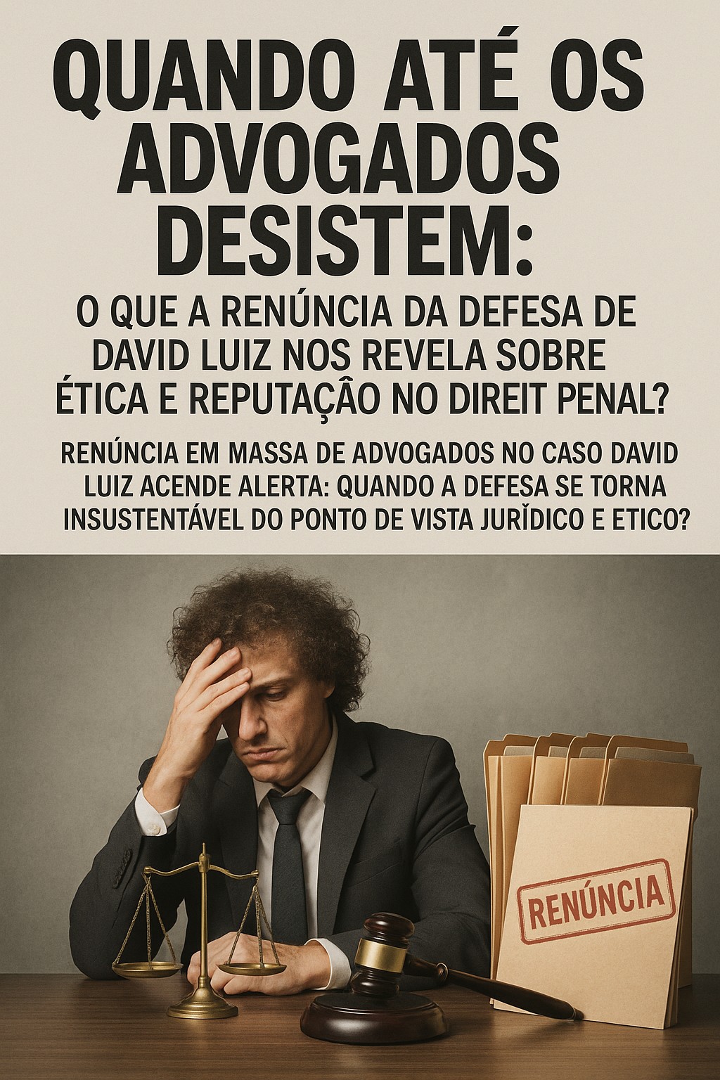 Quando até os advogados desistem: o que a renúncia da defesa de David Luiz nos revela sobre ética e reputação no Direito Penal?