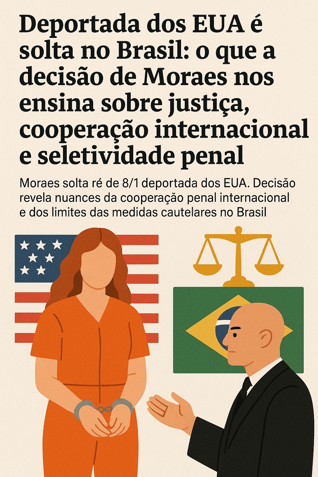 Deportada dos EUA é solta no Brasil: o que a decisão de Moraes nos ensina sobre justiça, cooperação internacional e seletividade penal