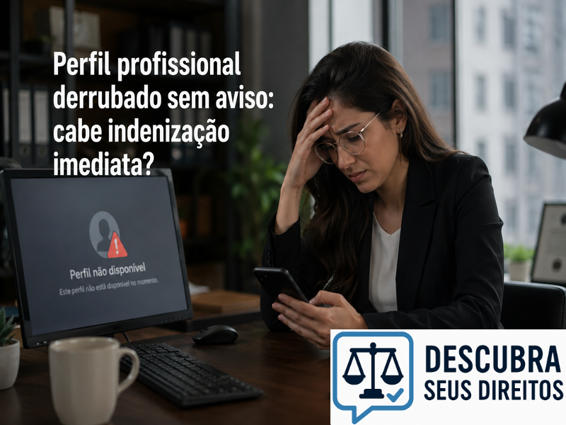 Perfil profissional derrubado sem aviso: cabe indenização imediata?