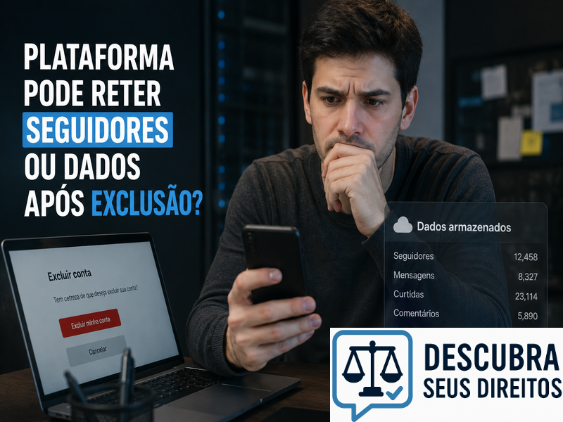 Plataforma pode reter seguidores ou dados após exclusão?