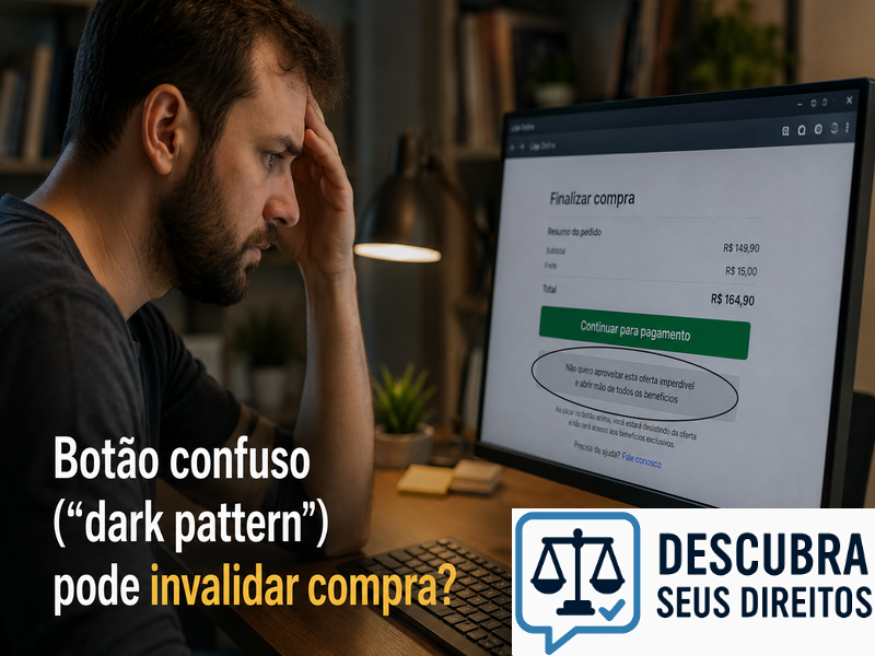 Botão confuso (“dark pattern”) pode invalidar compra?