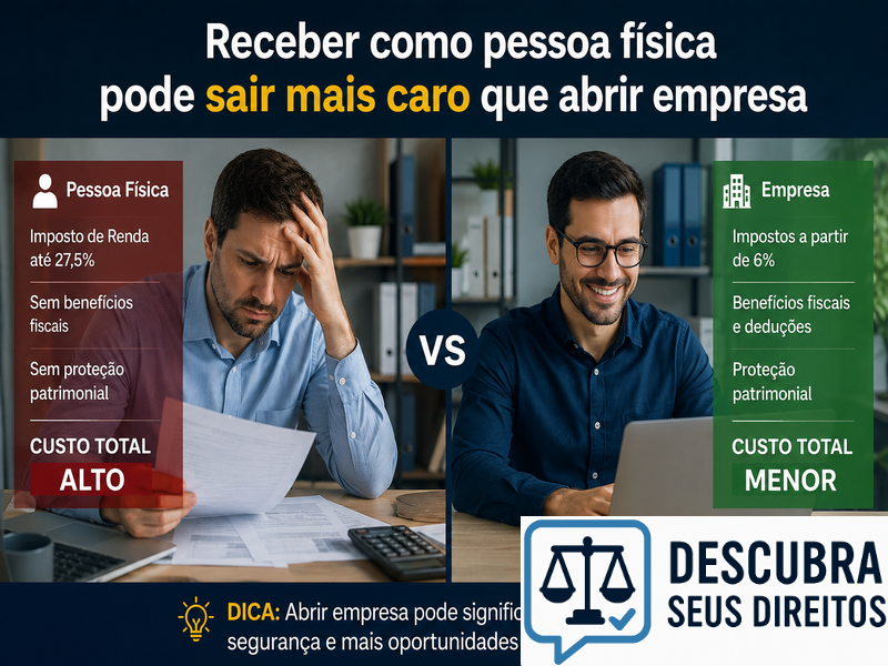 Receber como pessoa física pode sair mais caro que abrir empresa?