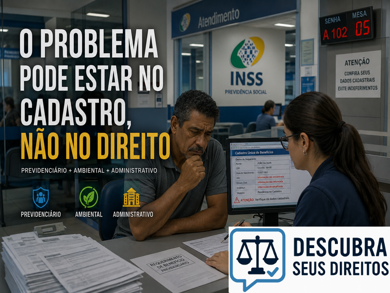 O problema pode estar no cadastro, não no direito