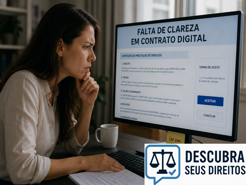 Falta de clareza em contrato digital