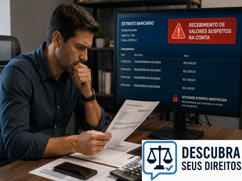 Recebimento de valores suspeitos na conta — quando o crédito inesperado pode gerar riscos jurídicos