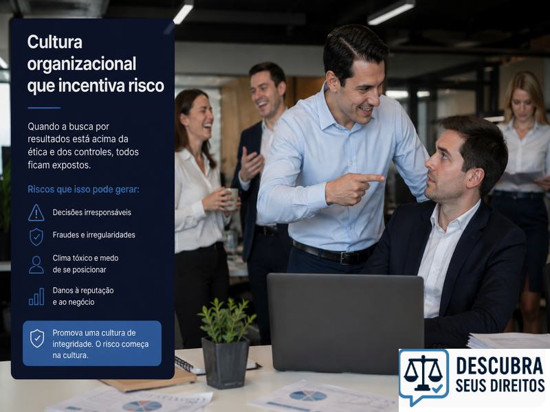 Cultura organizacional que incentiva risco — quando práticas internas estimulam condutas perigosas e geram responsabilidade