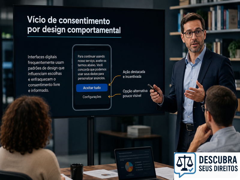 Vício de consentimento por design comportamental — quando a manipulação digital compromete a vontade do usuário
