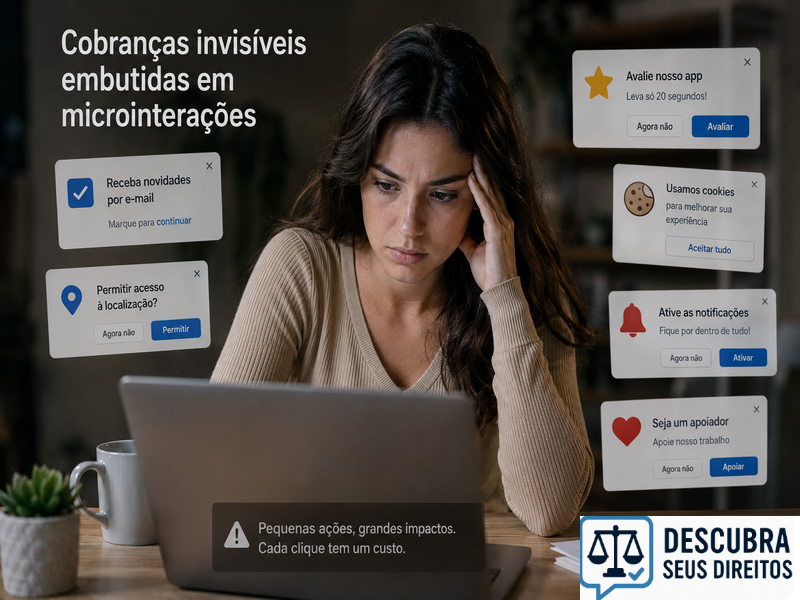 Cobranças invisíveis embutidas em microinterações — quando pequenas ações geram custos não percebidos