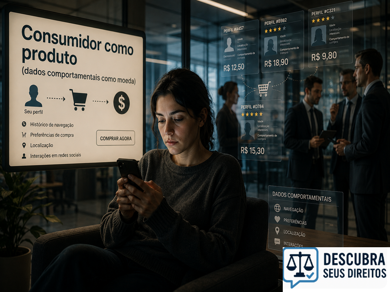 Consumidor como produto (dados comportamentais como moeda) — quando o usuário se torna a própria mercadoria