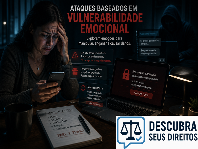 Ataques baseados em vulnerabilidade emocional — quando emoções são exploradas para facilitar fraudes e outros crimes digitais