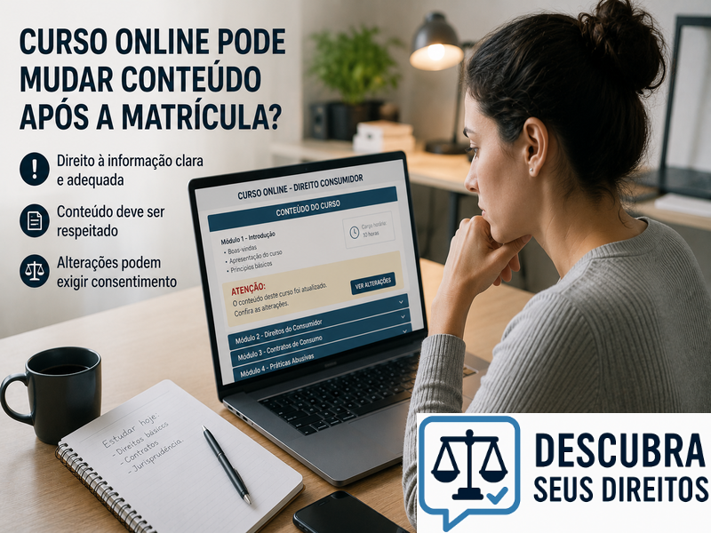 Curso online pode mudar o conteúdo após a matrícula? — Entenda quando a alteração pode violar os direitos do consumidor