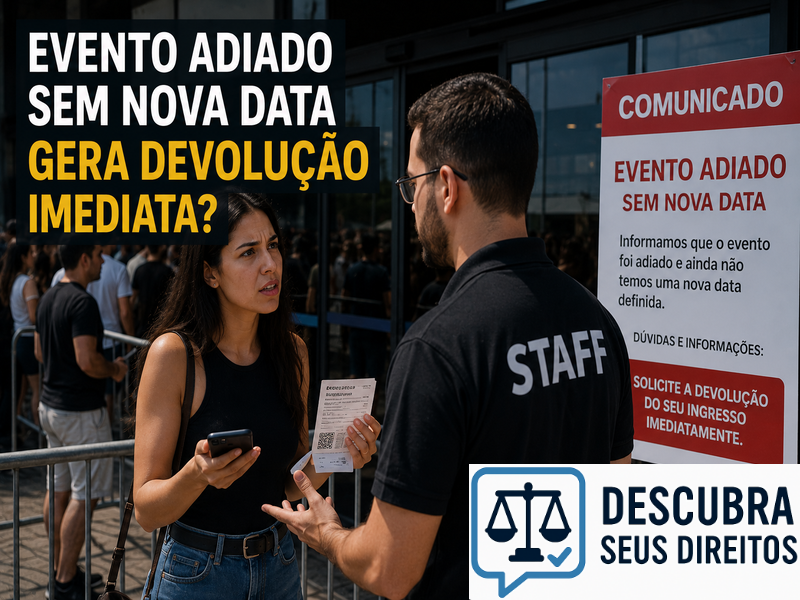 Evento adiado sem nova data gera devolução imediata? — Entenda quais são os direitos do consumidor nessa situação