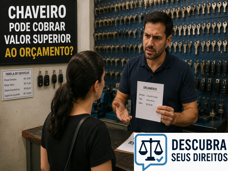 Chaveiro pode cobrar valor superior ao orçamento? — Entenda quando a cobrança pode ser considerada indevida
