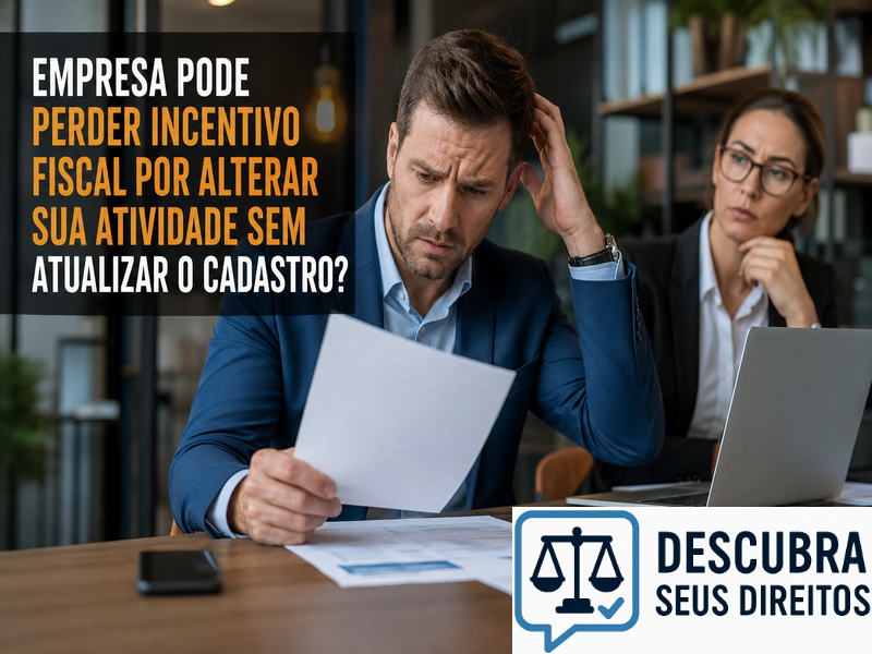 Empresa pode perder incentivo fiscal por alterar sua atividade sem atualizar o cadastro? — Entenda quando a mudança pode comprometer benefícios tributários