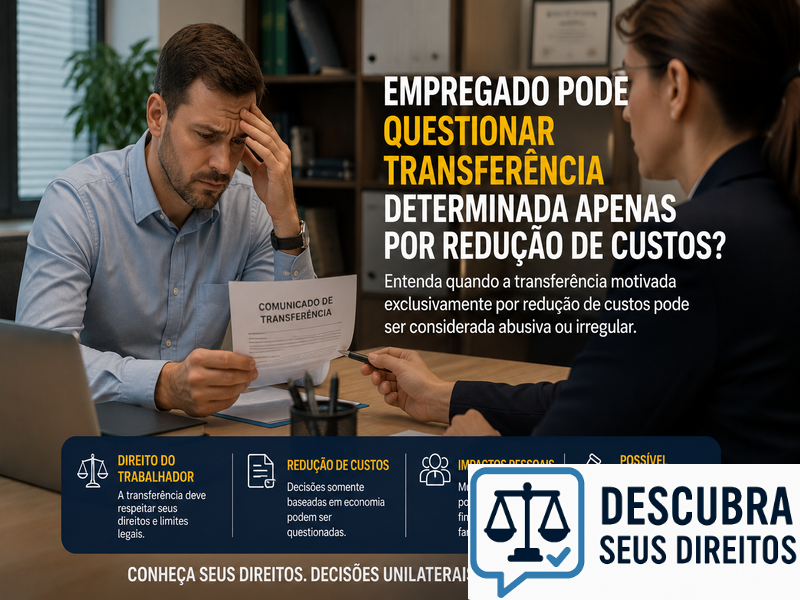 Empregado pode questionar transferência determinada apenas por redução de custos? — Entenda quando a alteração do local de trabalho pode gerar consequências jurídicas