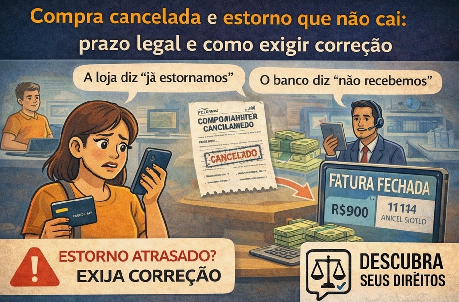 Compra cancelada e estorno que não cai: prazo legal e como exigir correção