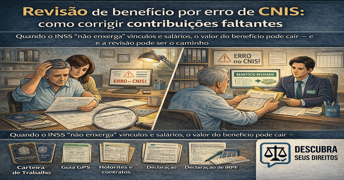 Revisão de benefício por erro de CNIS: como corrigir contribuições faltantes