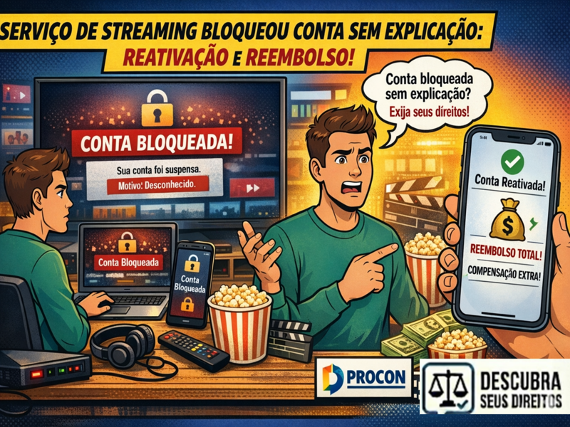 Serviço de streaming bloqueou conta sem explicação: reativação e reembolso