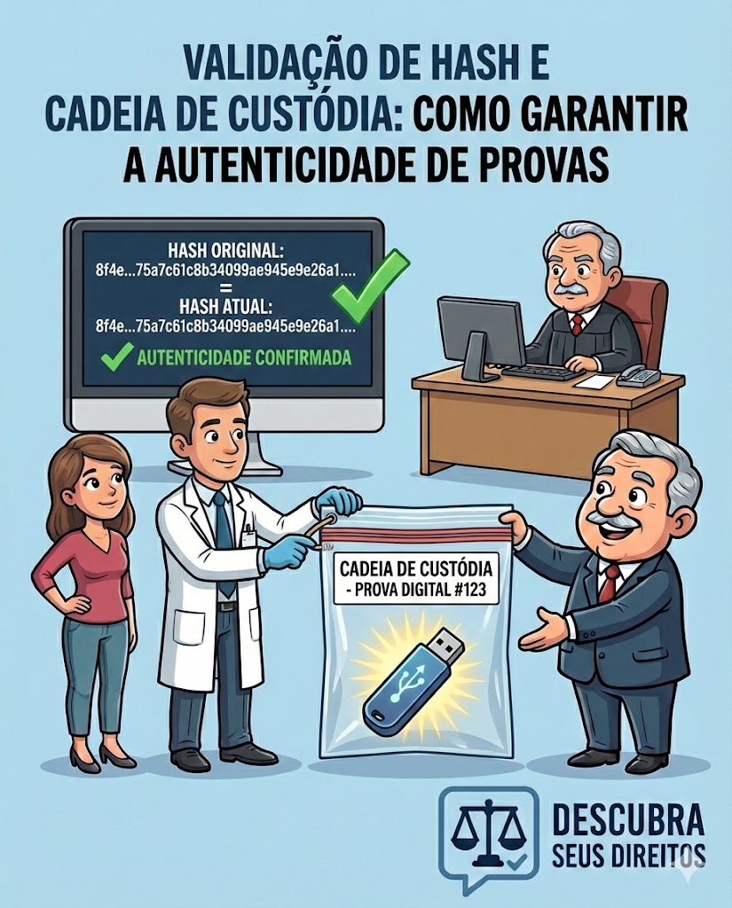 Validação de hash e cadeia de custódia: como garantir a autenticidade de provas digitais