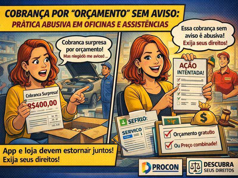 Cobrança por “orçamento” sem aviso: prática abusiva em oficinas e assistências