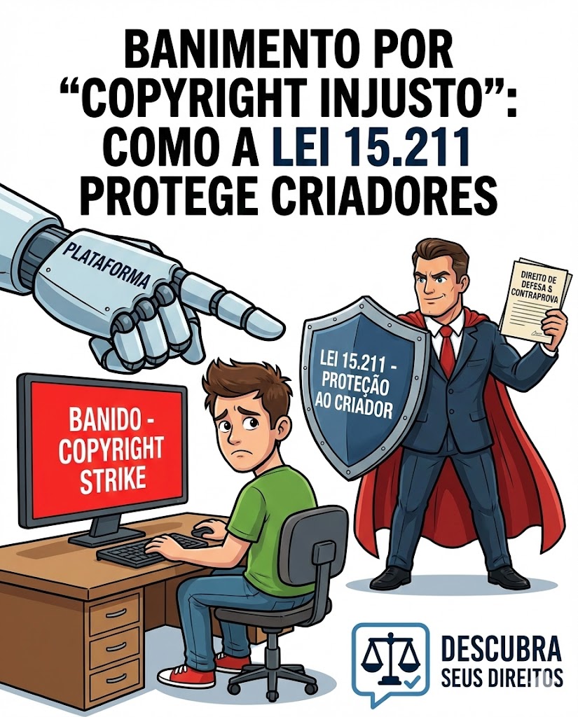Banimento por “copyright” injusto: como a lei protege criadores contra remoções abusivas