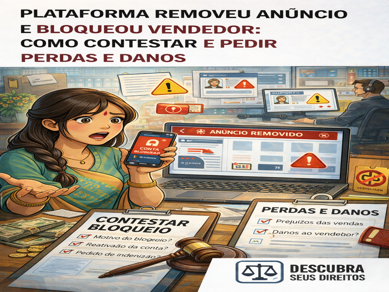 Plataforma removeu anúncio e bloqueou vendedor: como contestar e pedir perdas e danos