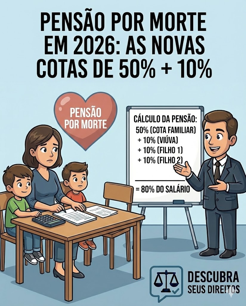 Pensão por morte em 2026: as novas cotas de 50% + 10% e a proibição de acumular benefícios