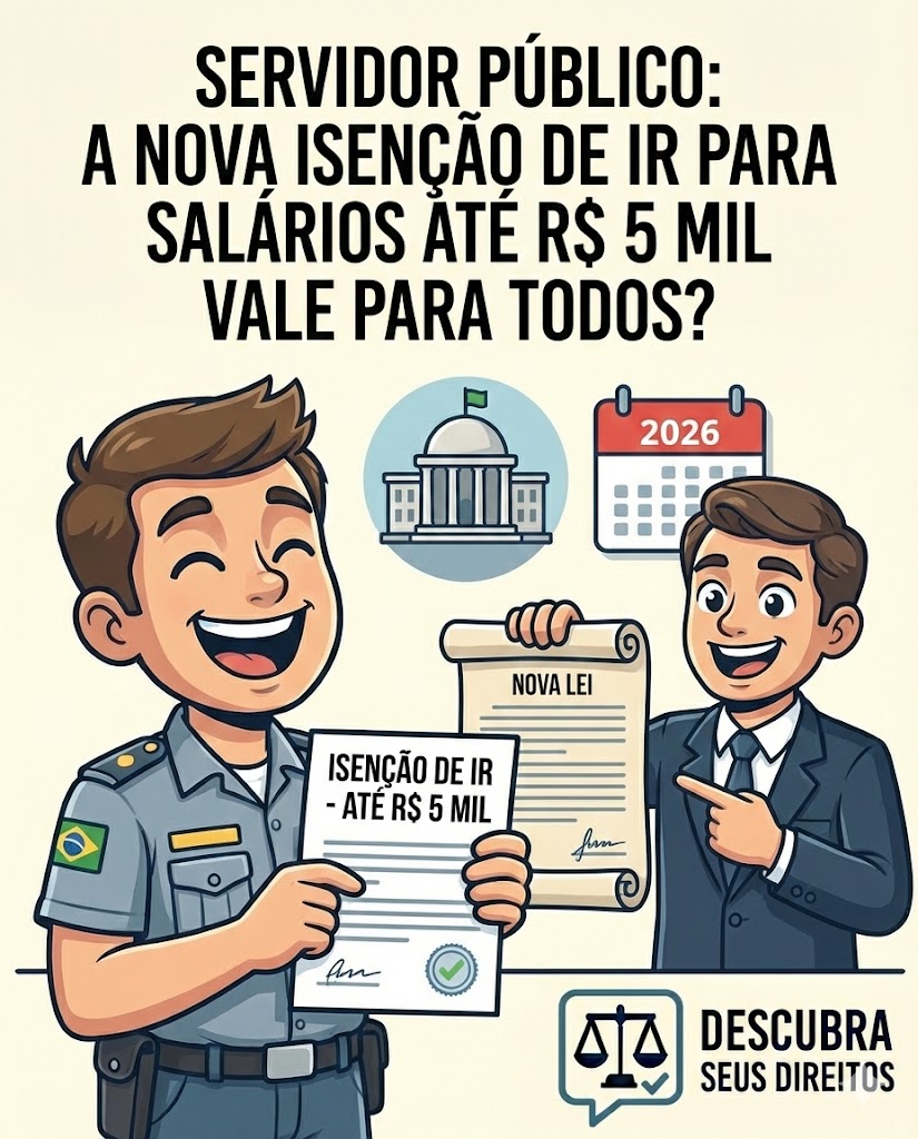 Servidor público: a nova isenção de IR para salários até R$ 5 mil vale para todo mundo em 2026?