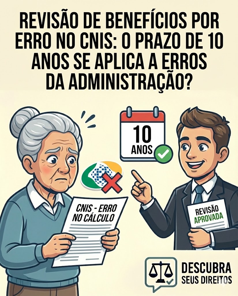 Revisão de benefícios por erro no CNIS: o prazo de 10 anos se aplica a erros do INSS?