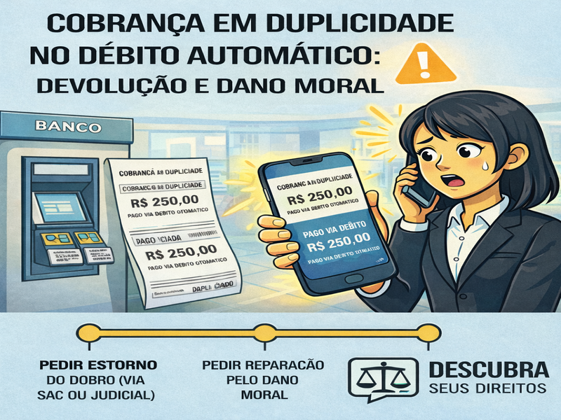 Cobrança em duplicidade no débito automático: devolução e dano moral